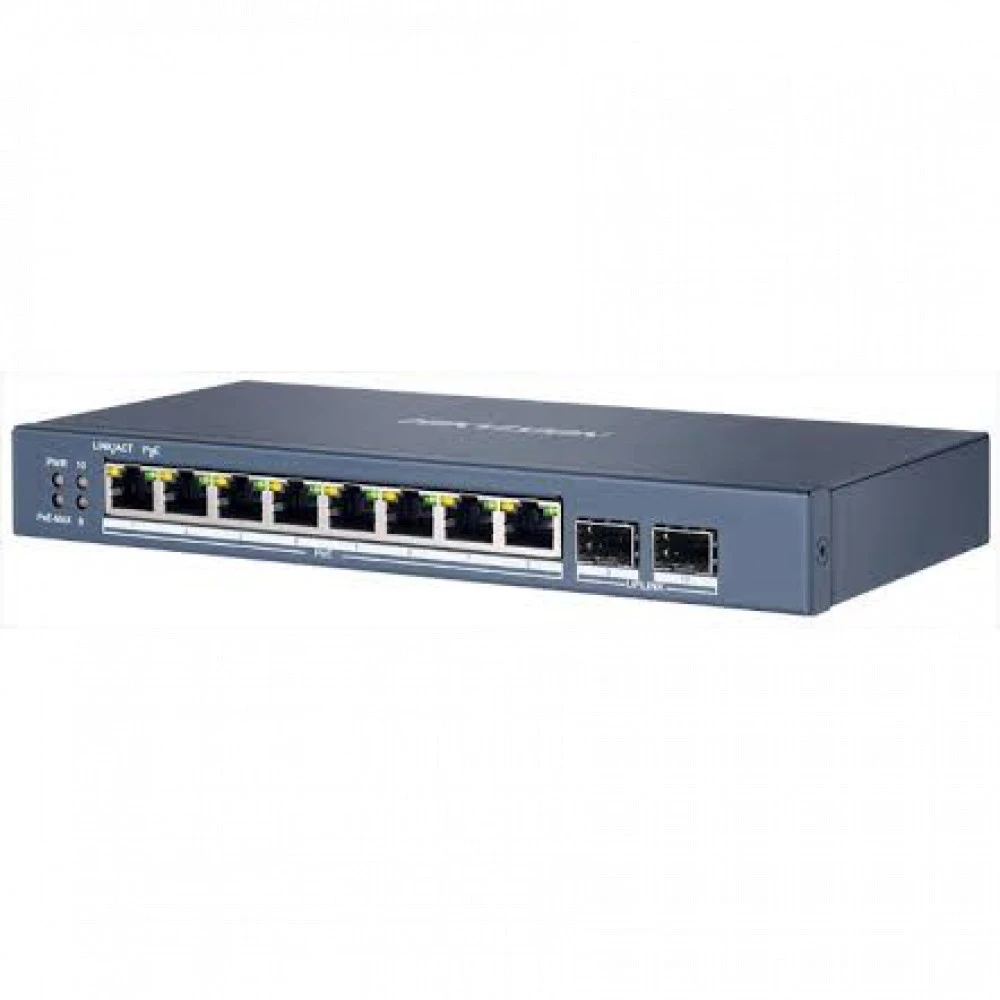 Коммутатор Hikvision DS-3E1510P-EI/M-8P2F 1000 Base-T (1000 мбит/с), 2 SFP порта