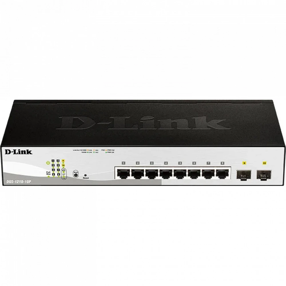 Коммутатор D-link DGS-1210-10MP/F3A 1000 Base-T (1000 мбит/с), 2 SFP порта