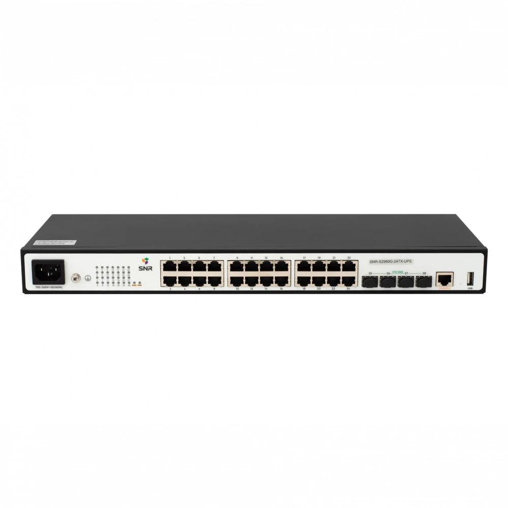 Коммутатор SNR S2989G-24TX-UPS SNR-S2989G-24TX-UPS 1000 Base-T (1000 мбит/с), 4 SFP порта