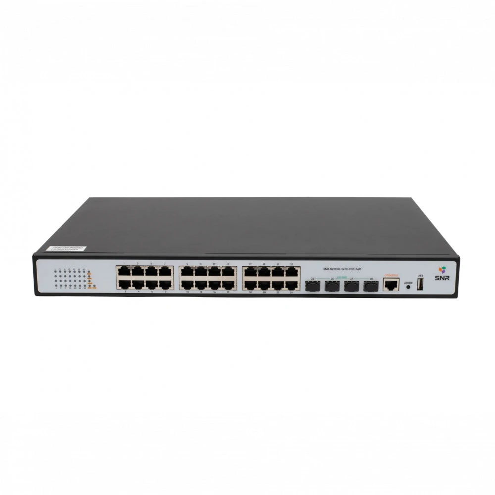 Коммутатор SNR S2989G-24TX-POE-2AC SNR-S2989G-24TX-POE-2AC 1000 Base-T (1000 мбит/с), 4 SFP порта