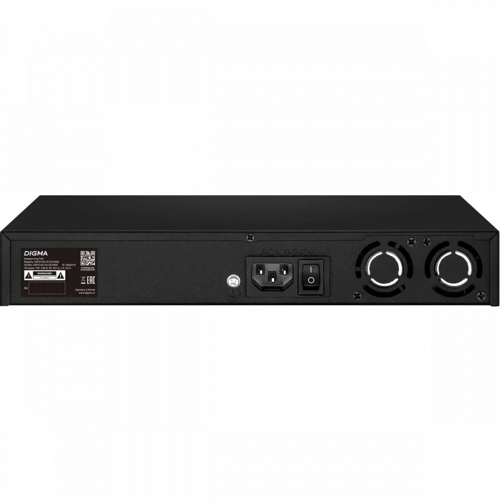 Коммутатор Digma DSP216G-2G-2S-R300 1000 Base-T (1000 мбит/с), 2 SFP порта