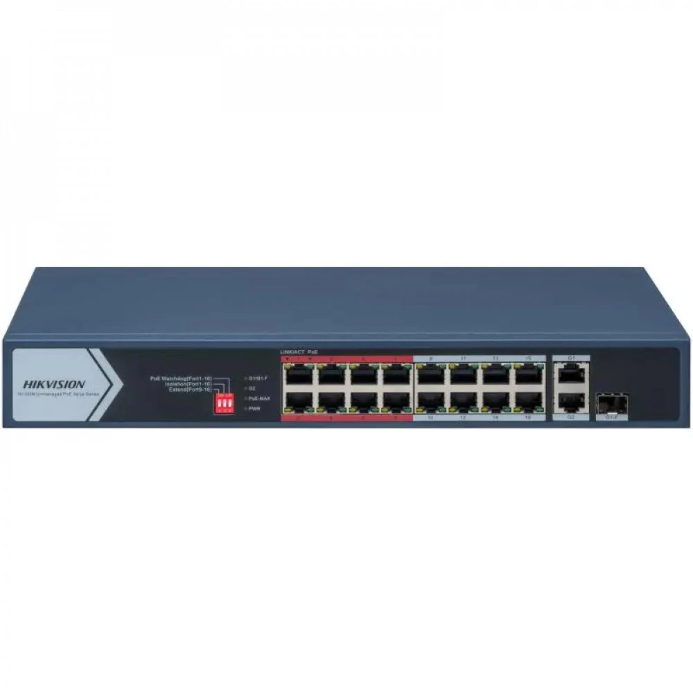 Коммутатор Hikvision DS-3E0318P-E/M(C) 100 Base-TX (100 мбит/с), 1 SFP порт