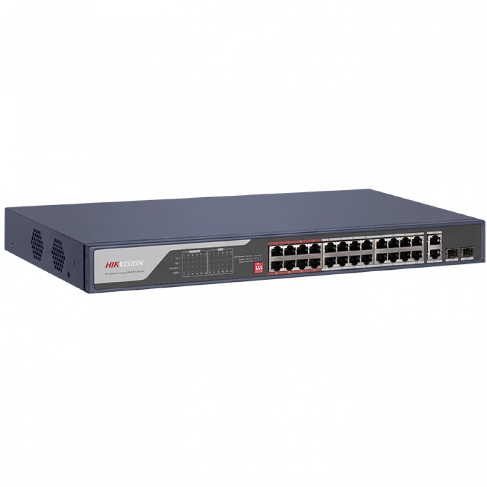 Коммутатор Hikvision DS-3E0326P-E(C) 100 Base-TX (100 мбит/с), 2 SFP порта