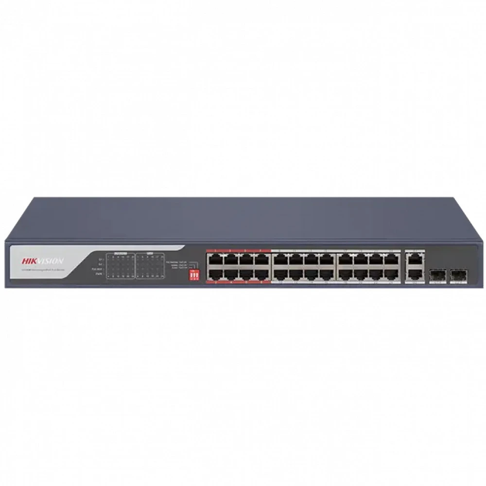 Коммутатор Hikvision DS-3E0326P-E(C) 100 Base-TX (100 мбит/с), 2 SFP порта