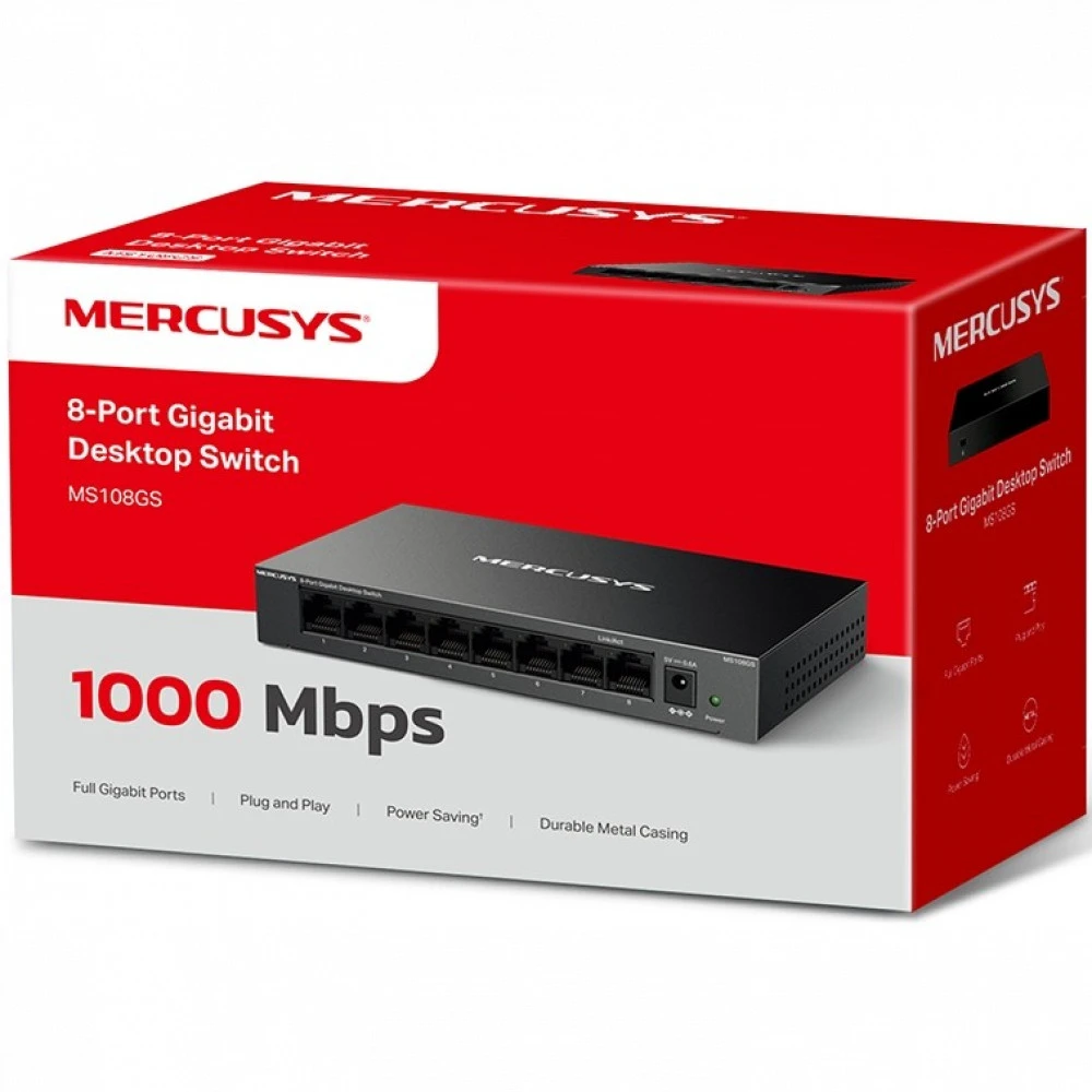 Коммутатор Mercusys MS108GS 1000 Base-T (1000 мбит/с)