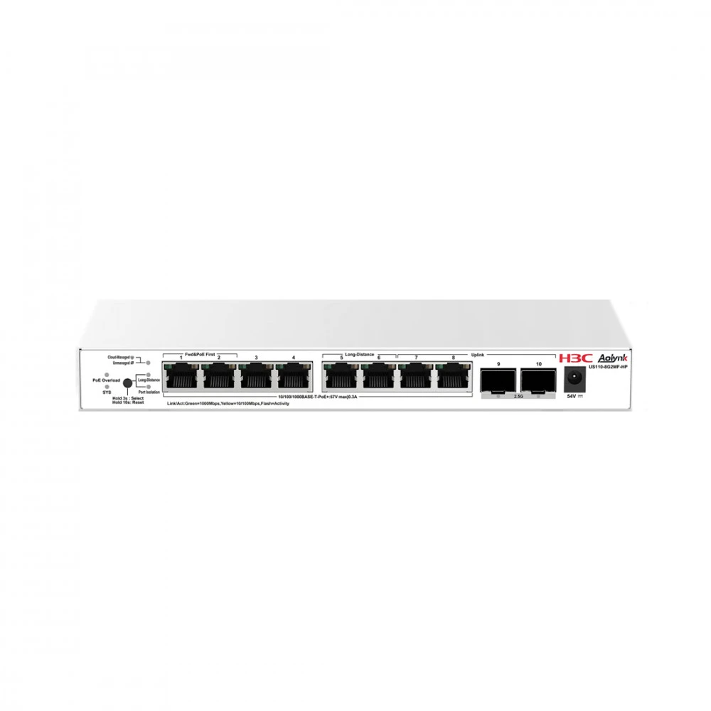 Коммутатор H3C US110-8G2MF-HP 1000 Base-T (1000 мбит/с), 2 SFP порта