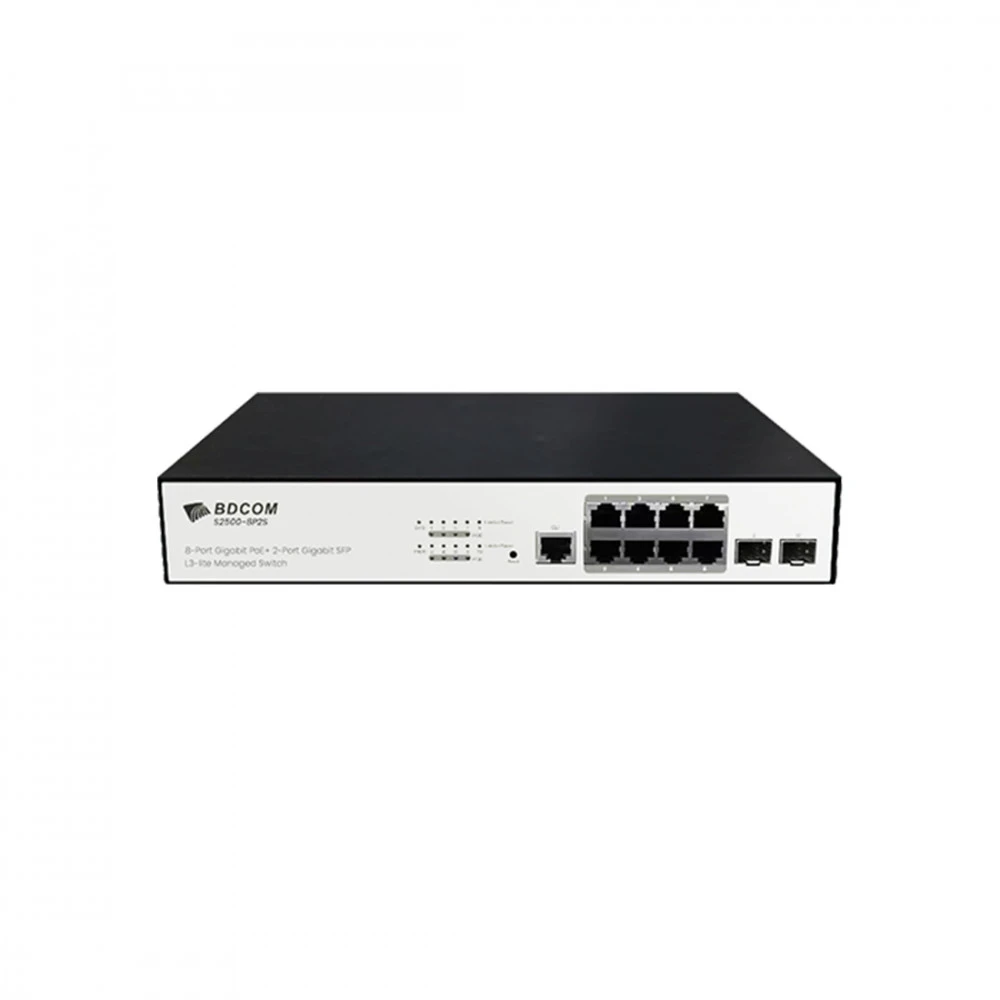 Коммутатор BDCOM S2500-8P2S 1000 Base-T (1000 мбит/с), 2 SFP порта