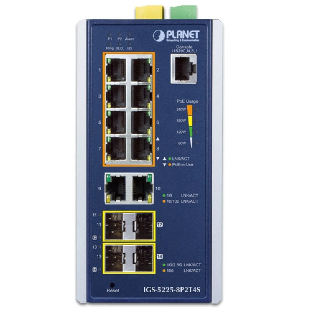 Коммутатор Planet IGS-5225-8P2T4S 1000 Base-T (1000 мбит/с), 4 SFP порта