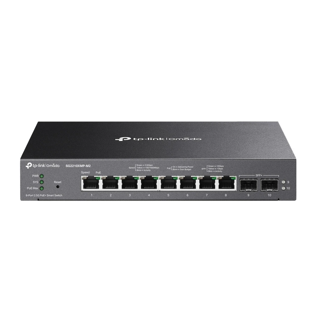 Коммутатор TP-Link SG2210XMP-M2 2.5 GBase-T (2500 мбит/с), 2 SFP порта