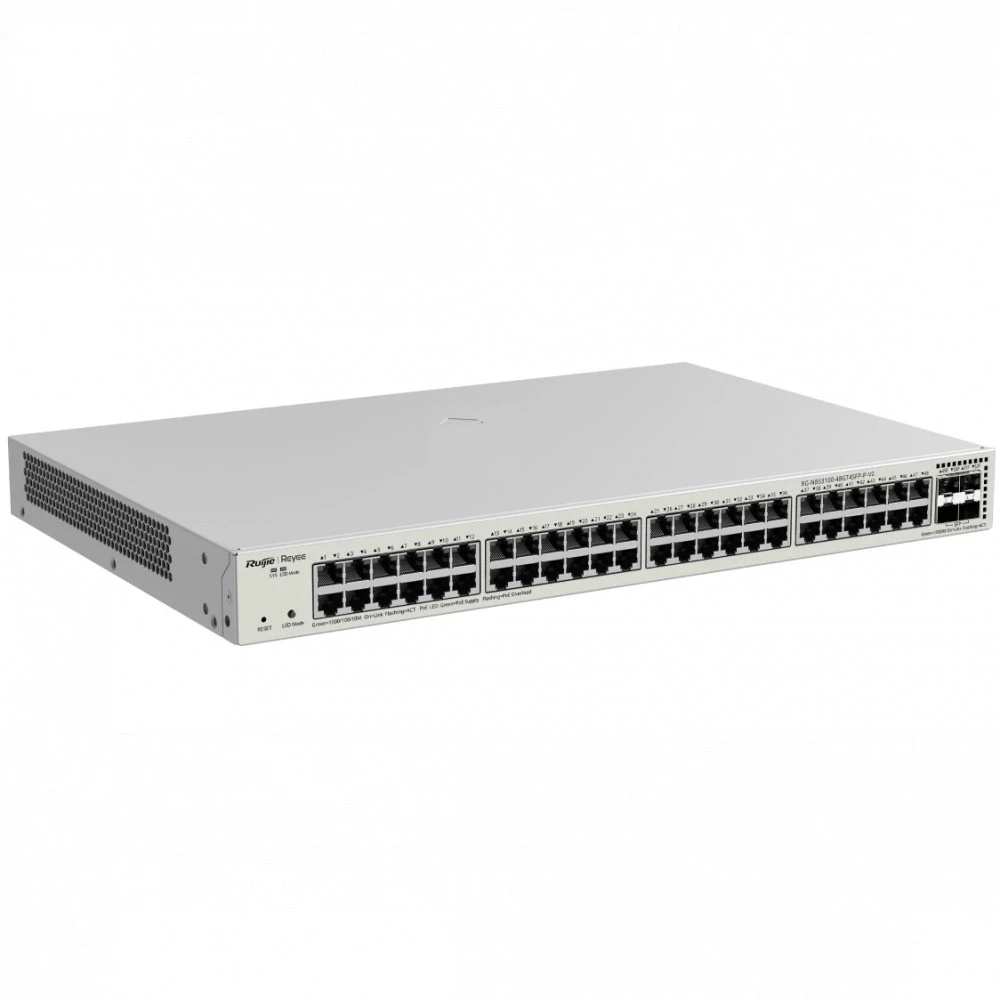Коммутатор Ruijie RG-NBS3100-48GT4SFP-P-V2 6976915003365 1000 Base-T (1000 мбит/с), 4 SFP порта
