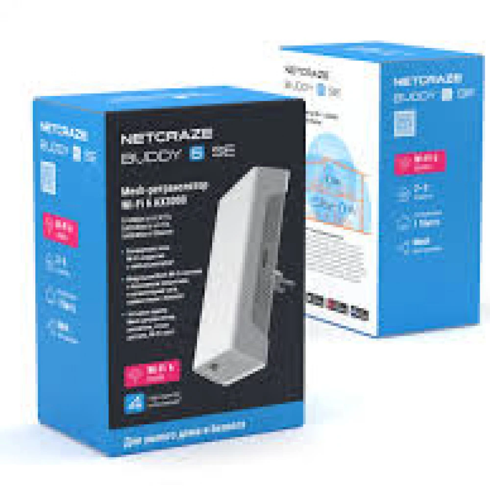 Усилитель сигнала Wi-Fi Netcraze NC-4410 10/100/1000 Base-TX (1000 мбит/с), Wi-Fi 6 (802.11a / b / g / n / ac / ax), со встроенной антенной