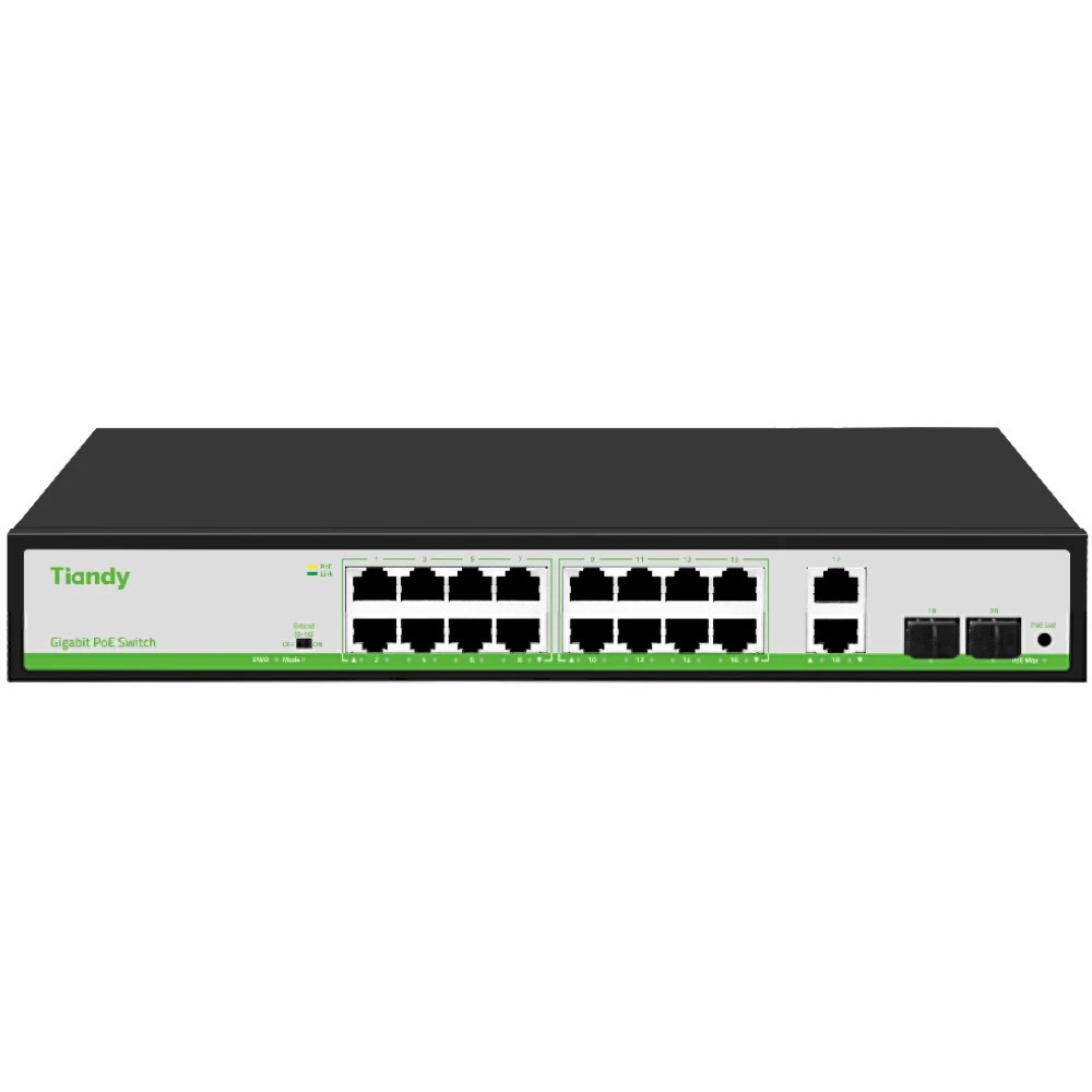 Коммутатор Tiandy TC-P3S020 TC-P3S020 Spec:G/1622/AT/180 1000 Base-T (1000 мбит/с), 2 SFP порта