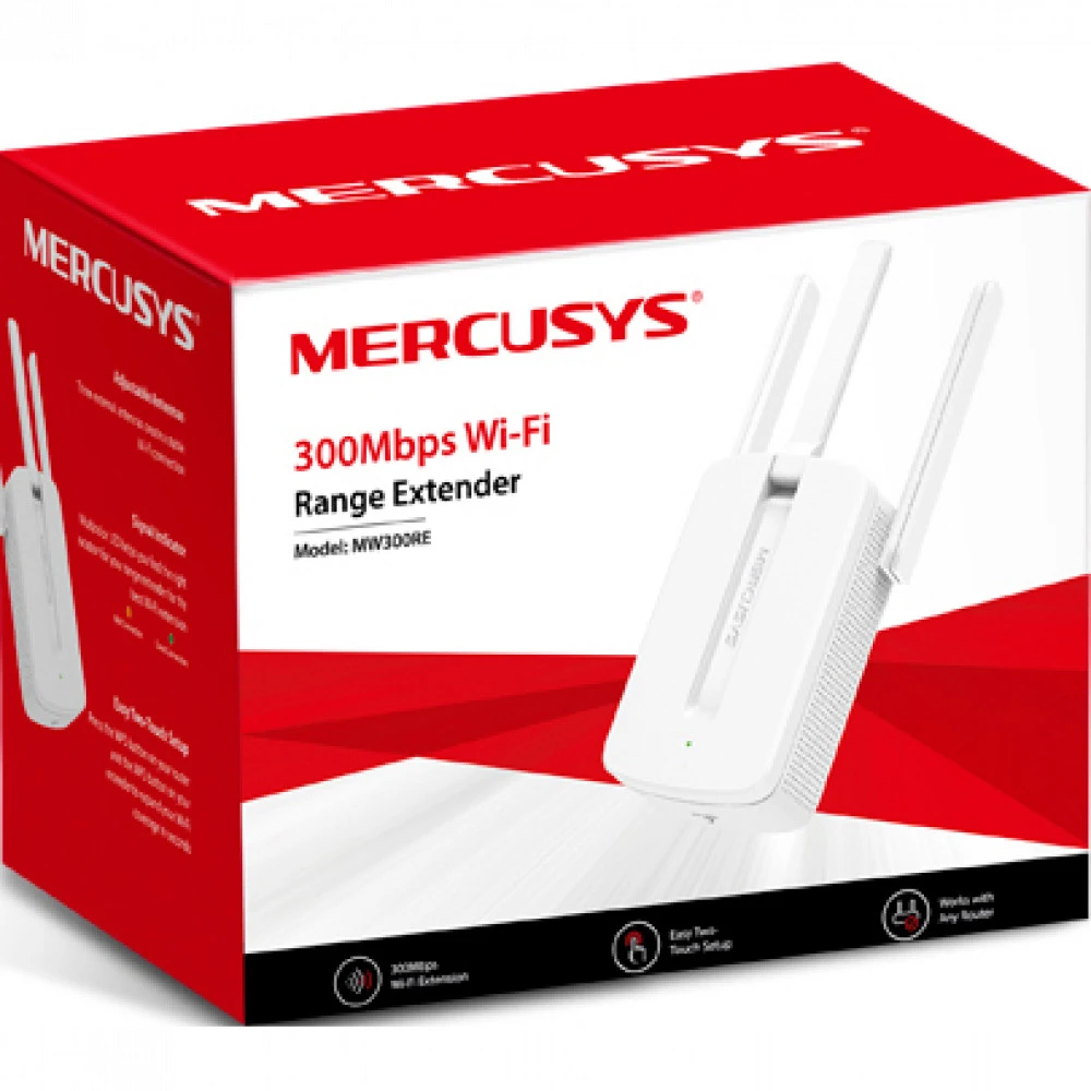 Усилитель сигнала Wi-Fi Mercusys MW300RE Wi-Fi 4 (802.11b /g / n), с внешней антенной