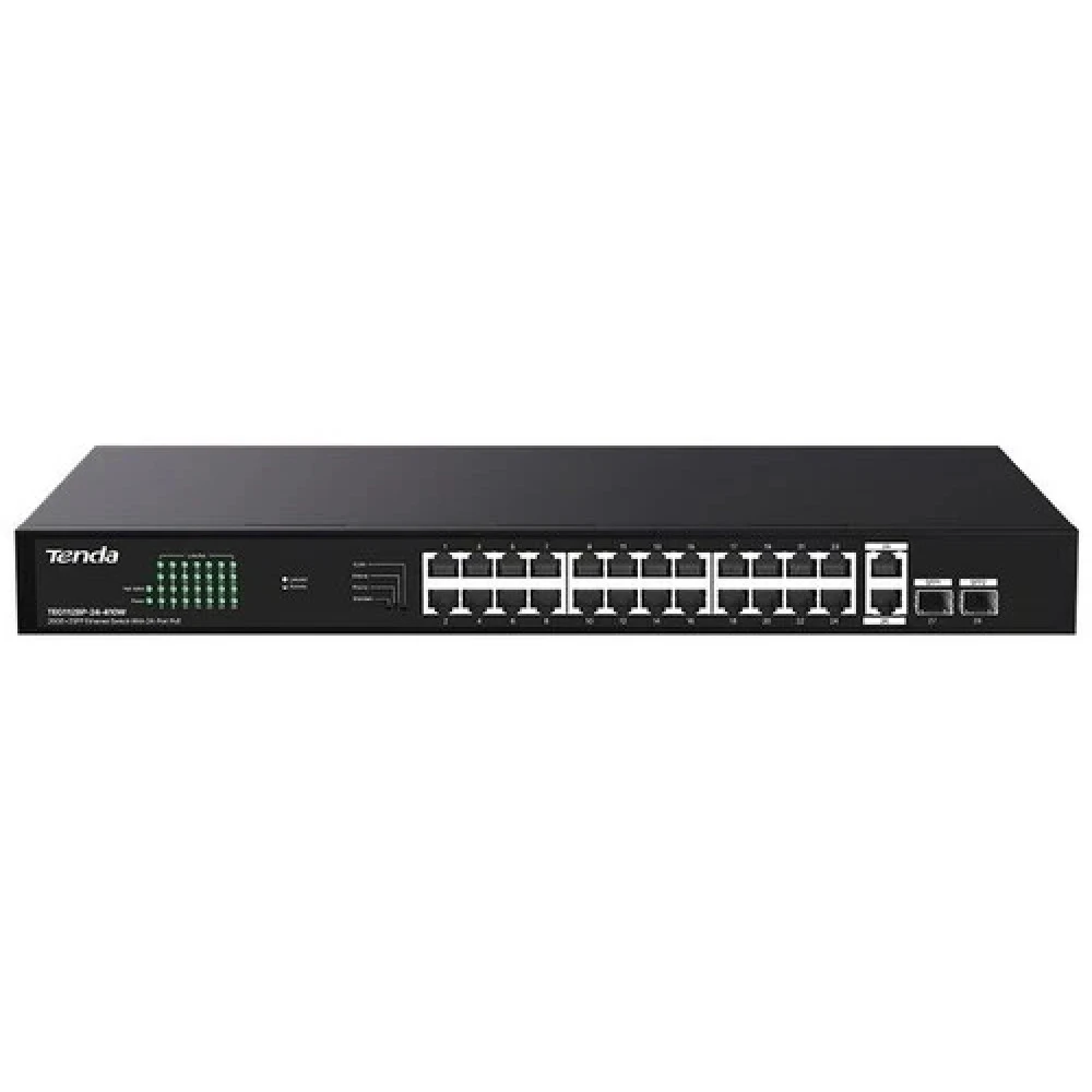 Коммутатор TENDA TEG1128P-24-410W 1000 Base-T (1000 мбит/с), 2 SFP порта