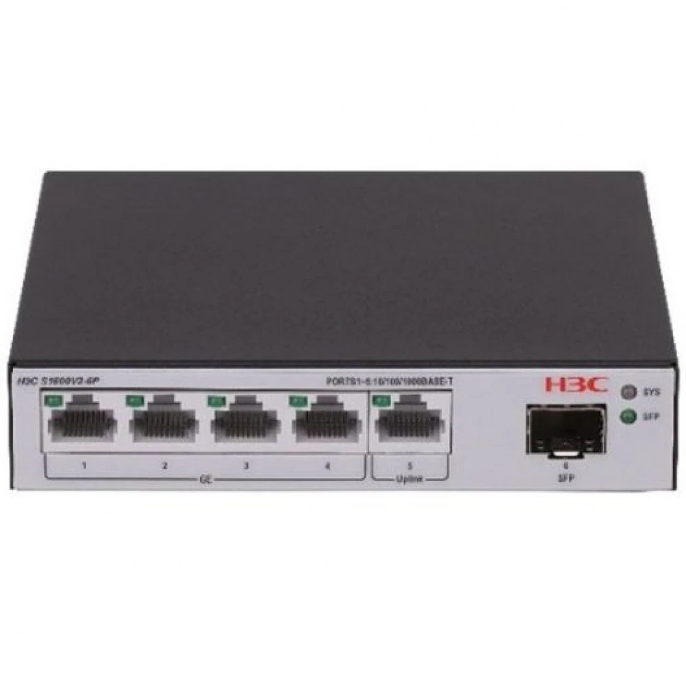 Коммутатор H3C S1600V2 LS-1600V2-6P-GL 1000 Base-T (1000 мбит/с), 1 SFP порт