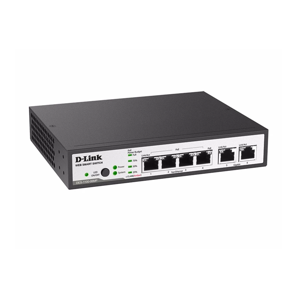 Коммутатор D-link DES-1100-06MP DES-1100-06MP/A1A 100 Base-TX (100 мбит/с)