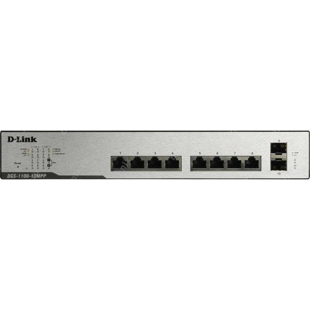 Коммутатор D-link DGS-1100-10MPP 1000 Base-TX (1000 мбит/с), 2 SFP порта
