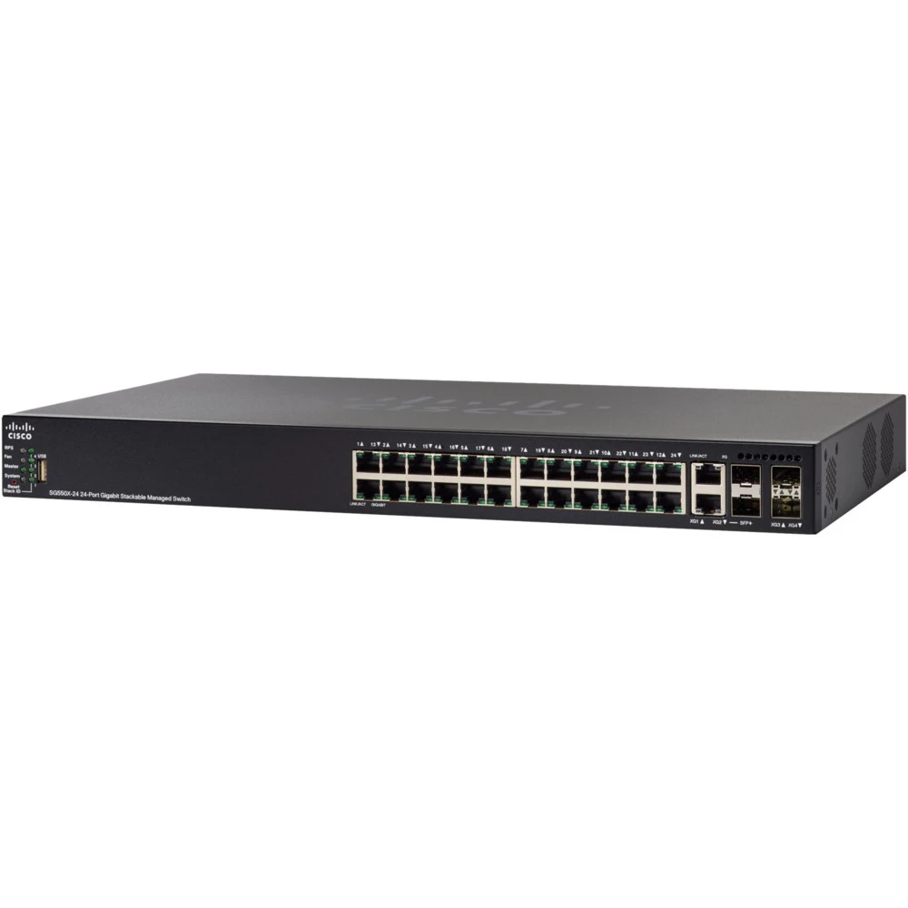 Коммутатор Cisco SF550X-24 SF550X-24-K9-EU 100 Base-TX (100 мбит/с), 4 SFP порта