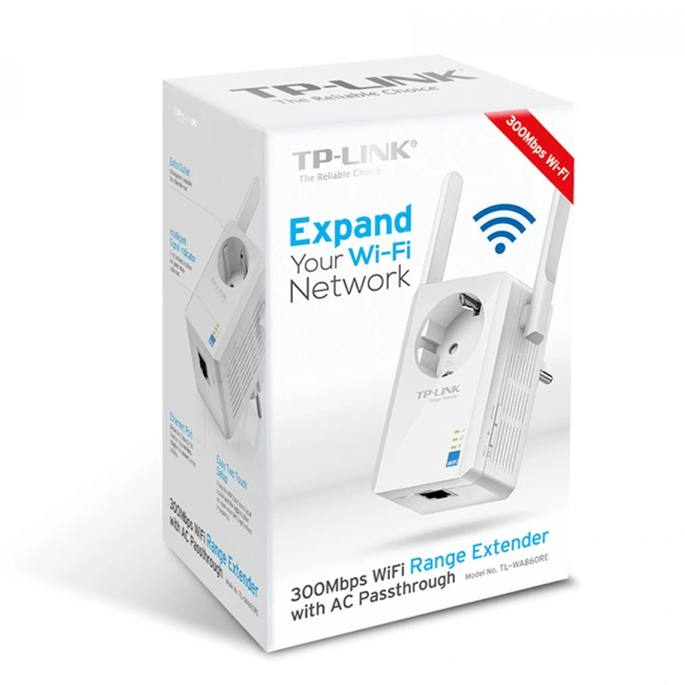 Усилитель сигнала Wi-Fi TP-Link TL-WA860RE (EU) TL-WA860RE(EU) 10/100 Base-TX (100 мбит/с), Wi-Fi 4 (802.11b /g / n), с внешней антенной