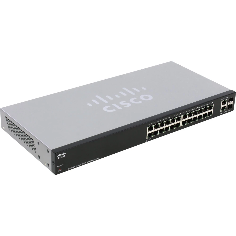 Коммутатор Cisco Small Business SF220-24 SF220-24-K9-EU 100 Base-TX (100 мбит/с), 2 SFP порта