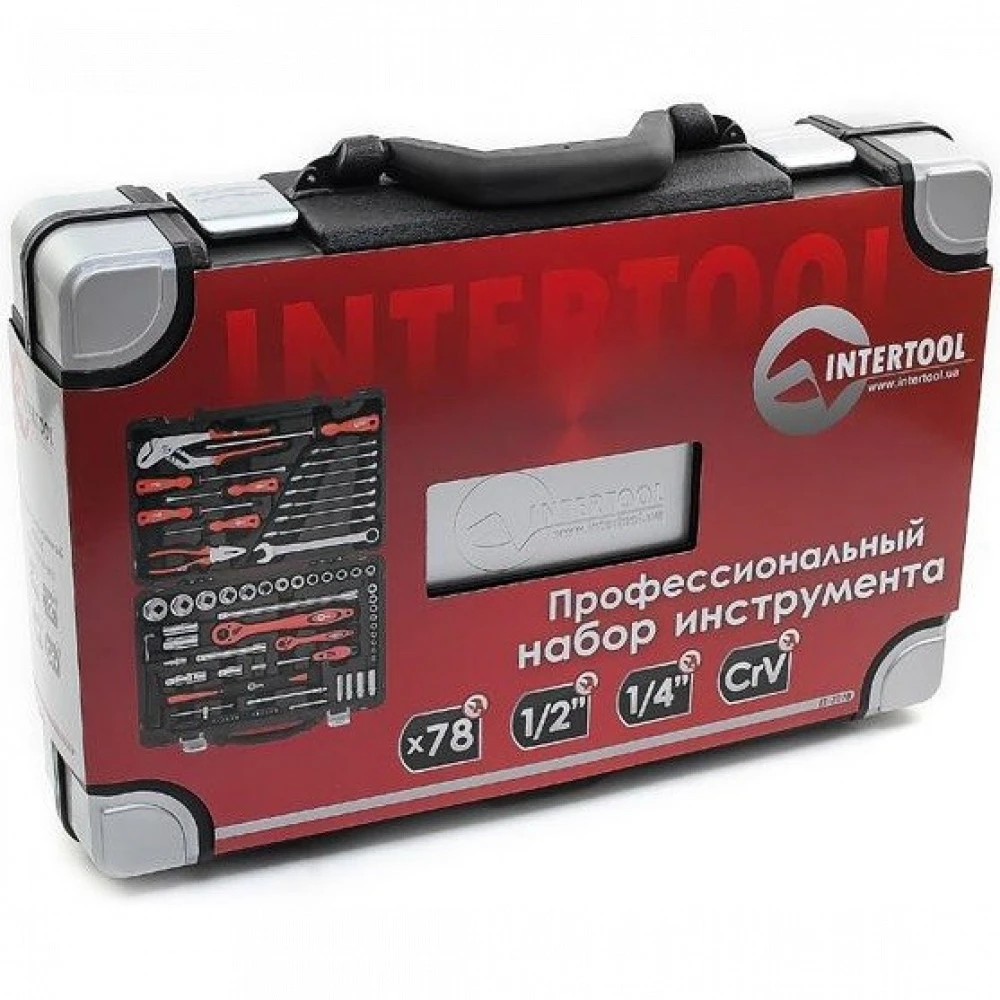INTERTOOL Профессиональный набор инструментов 1/2" 1/4", 78ед ET-7078