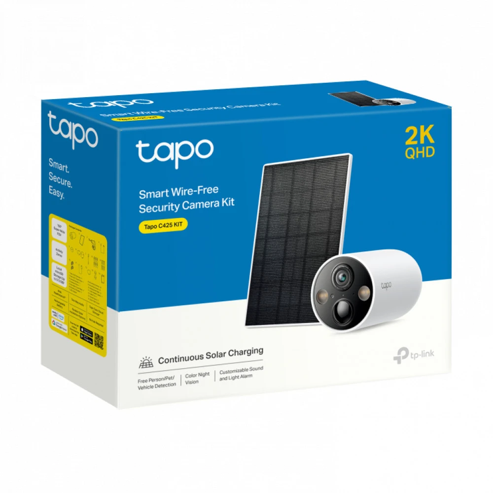 IP видеокамера TP-Link Tapo C425 KIT(EU) Цилиндрическая, Уличная, WiFi, 2.1 мм, 1/3", 4 Мп ~ 2560×1440 Quad HD