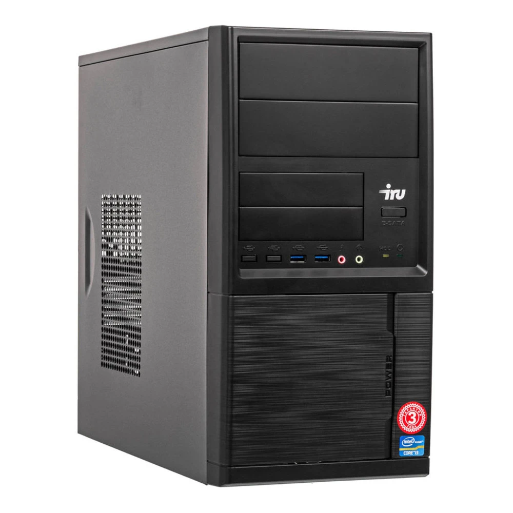 Персональный компьютер iRU Home 313 MT I3 7100 (3.9) 1084091 Core i3, 7100, 3.9, 8 Гб, Windows 10 Home