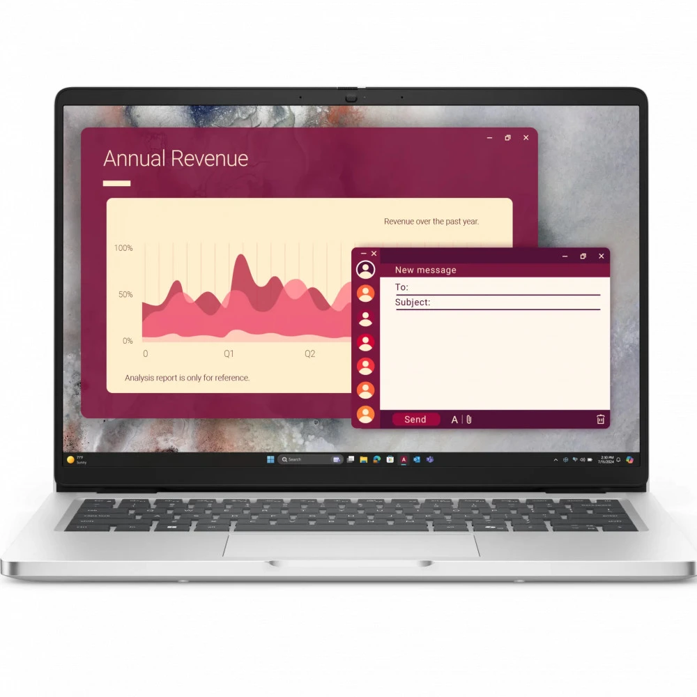 Ноутбук Dell Pro 14 PC14250 210-BQHF/BTO121_PC14250_EMEA 14 ", WUXGA 1920x1200 (16:10), Intel, Core Ultra 7, 16 Гб, 512 ГБ, Intel Graphics, Windows 11 Pro