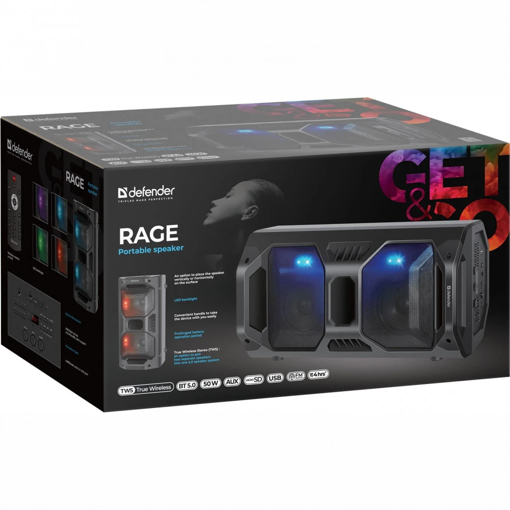 Портативная колонка Defender Rage 65109 Черный