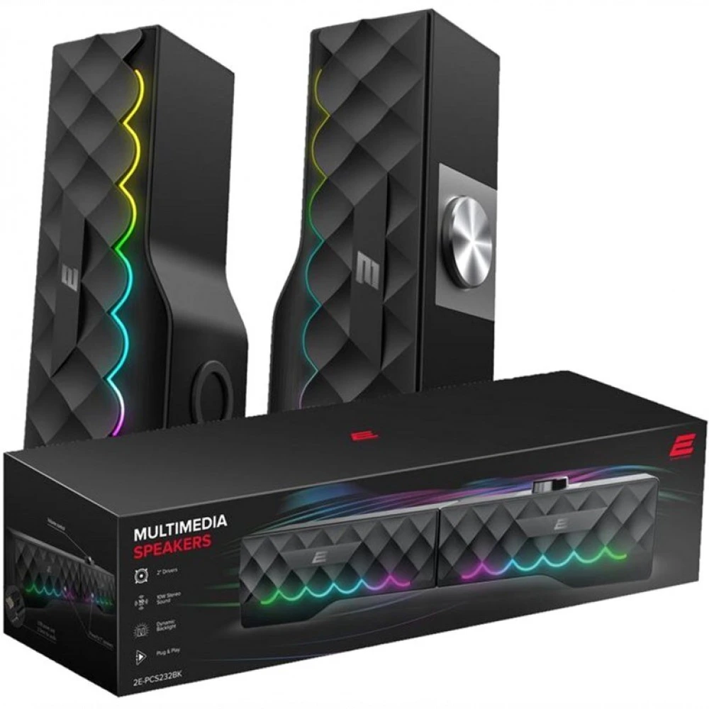 Саундбар 2E PCS232 RGB Soundbar 2.0 2E-PCS232BK Черный