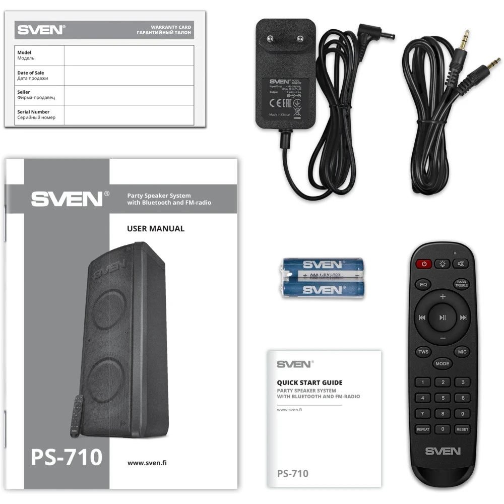 Портативная колонка Sven PS-710 Black АС PS-710 Черный