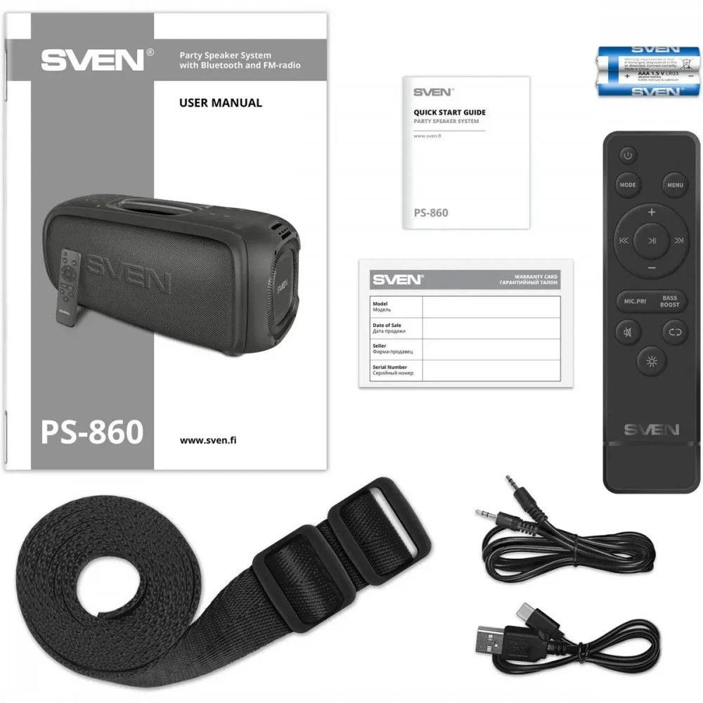 Портативная колонка Sven PS-860 Black SV-022518 Черный