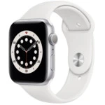 Apple Watch Series 6 GPS, 44mm Silver Aluminium Case with White Sport Band M00D3GK/A