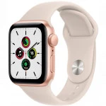 Apple Watch SE GPS, 40mm Gold Aluminium Case with Starlight Sport Band - Regular MKQ03GK/A