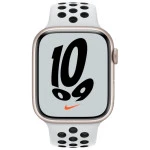 Apple Watch Nike Series 7 GPS, 45mm Starlight Aluminium Case with Pure Platinum/Black Nike Sport Band - Regular MKNA3GK/A