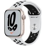 Apple Watch Nike Series 7 GPS, 45mm Starlight Aluminium Case with Pure Platinum/Black Nike Sport Band - Regular MKNA3GK/A