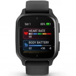 Garmin Venu Sq 2 - Music Edition Slate Bezel with Black Case and Silicone Band 010-02700-10