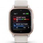 Garmin Venu Sq 2 - Music Edition Peach Gold Bezel with Ivory Case and Silicone Band 010-02700-11