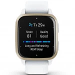 Garmin Venu Sq 2 - Cream Gold Bezel with White Case and Silicone Band 010-02701-11