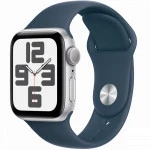 Apple Watch SE GPS 40mm Silver Aluminium Case with Storm Blue Sport MRE23QR/A (Смарт-часы)