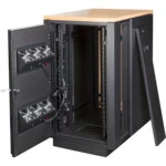 Серверный шкаф LANMASTER SOUNDPROOF звукоизолированный 24U 750x1130 мм, отделка под дерево, цвет лиственница LAN-DC-CBSP-24U-WD