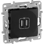 Аксессуар для кабельных сетей Legrand Зарядка USB двойная 240В/5В 2400мА - Etika (антрацит) 672694