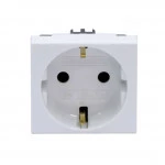 Аксессуар для кабельных сетей DKC Розетка силовая серия Viva, 2Р+Е, со шторками, с заземлением, 2 мод, цвет белый 45005