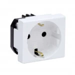 Аксессуар для кабельных сетей DKC Розетка силовая серия Viva, 2Р+Е, со шторками, с заземлением, 2 мод, цвет белый 45005