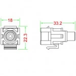 Аксессуар для оптических сетей Hyperline Вставка формата Keystone Jack с проходным адаптером RCA (синий) D type ROHS белая KJ1-RCA/BL-D-WH