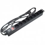 Аксессуар для серверного шкафа Hyperline Блок розеток для 19" шкафов горизонтальный 8 розеток Schuko SHE19-8SH-S-2.5EU