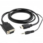 Кабель интерфейсный Cablexpert HDMI m - D-Sub (VGA) m + audio 1,8 м A-HDMI-VGA-03-6 HDMI - D-SUB (VGA) - MINI JACK 3.5 (output)