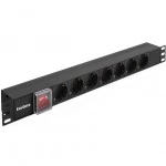 Аксессуар для серверного шкафа ExeGate Блок розеток горизонтальный (19", 1U, Алюминий, 7 Schuko) EX280838RUS