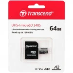 Флеш (Flash) карты Transcend Ultra Perfomrance microSDXC Class 10 UHS-I U3 с адаптером TS64GUSD340S 64 ГБ