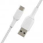 Кабель интерфейсный Belkin BRAIDED white (1m) CAB002BT1MWH (USB Type A - USB Type C)